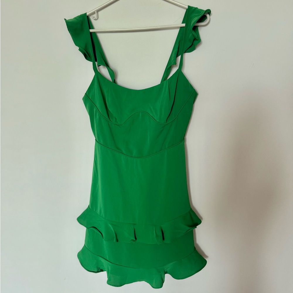 Green Ruffle Strap mini  Dress